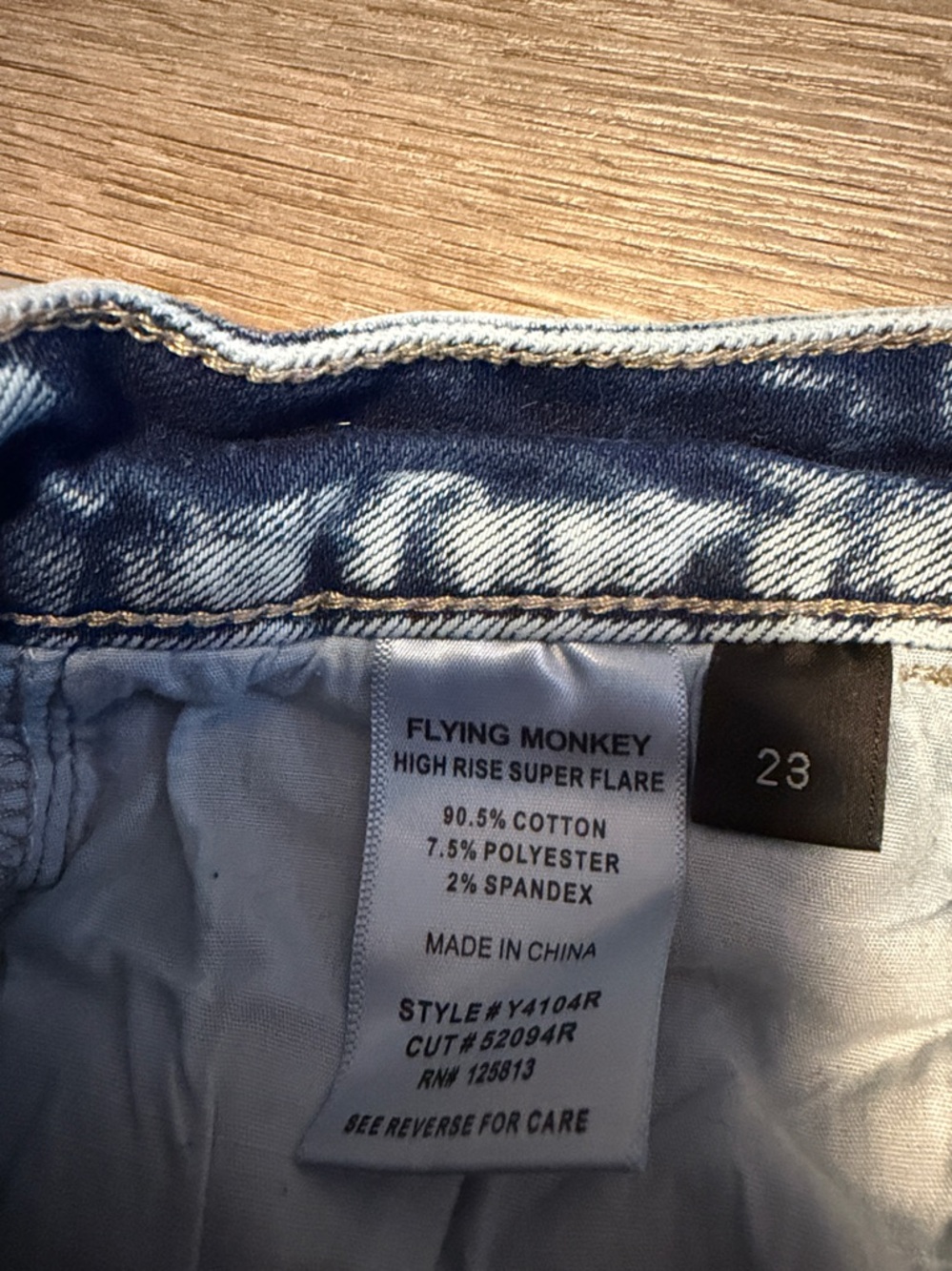 Flying Monkey High Rise Super Flare Women's Acid Wash Jeans - Picture 4 of 9